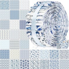 60 Pcs Spring Floral Quilting Fabric 2.6 x 40″ Cotton Fabric Strips Bundles