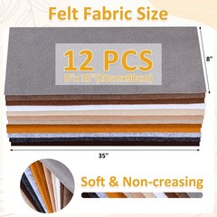 12 Rolls 8″X35″ 1.4Mm Thick Soft Felt Fabric Sheet 12 Assorted Brown Series Colo