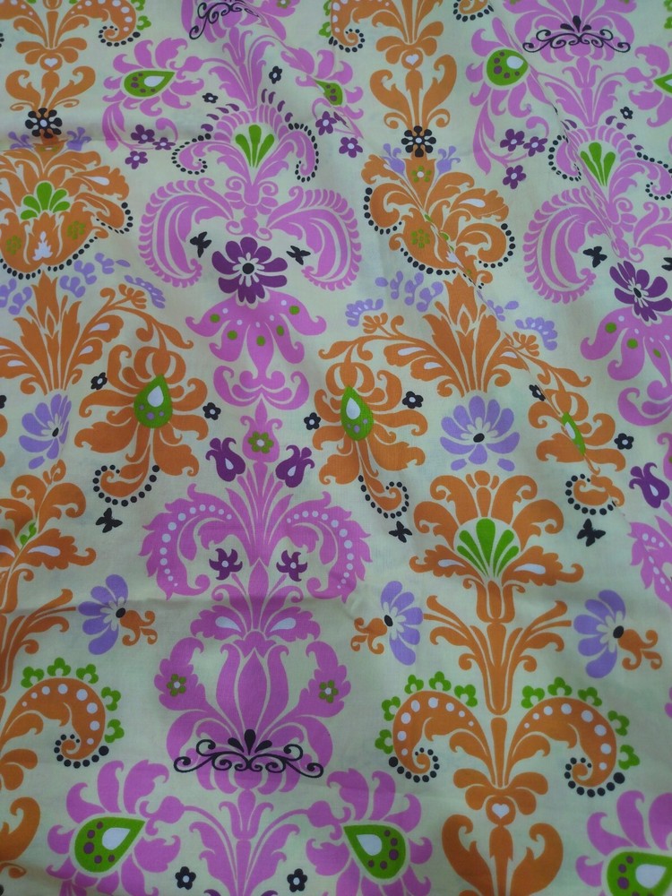 Enchanted Dem@sk Ellen Medlock Fabric yellow green orange purple pink black