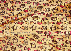 VTG Wamsutta Colonial Lanterns on Gold 38″x11″ +2 Squares 11″x10″