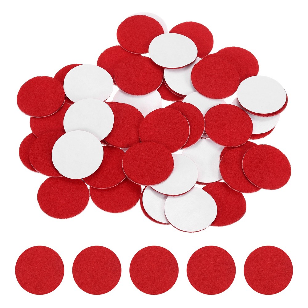 100Pcs Adhesive Felt Circles 1.5″ Round Non-Woven Felt Stickers Red