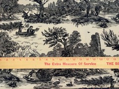 1 Yd English Country Toile in Creamy Tan & Black Cotton Quilt Fabric BTY