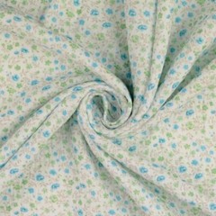 Cotton Double Gauze Muslin Fabric Material FLORAL TURQOUISE