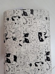 ORIMONO – Cat Faces Cartoon Sketch by Sevenberry – Natural ,1/4 yard