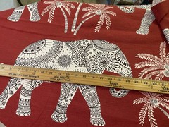 Unique Red/white Elephant Upholstery Cotton Fabric By The Yard 50″ Width 0808
