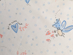 BTHY x 65″ Cotton Fabric FAIRY SWEET FAIRY Make A Wish Blue/Pink on White Fabric