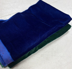 2 Pieces Velveteen Fabrics Green & Blue