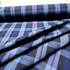 Navy Plaid Check Poplin P/C Uniform 5.5oz Fabric 61″ W Lot 2 Yards & 27″ for $13