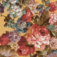 Vintage Portfolio Floral GOLDTONE Cotton Drapery Pillow Upholstery Fabric BTY