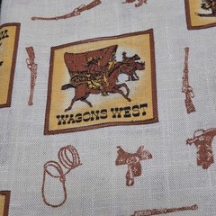 Vintage Western Cowboy Rodeo Fabric 41×43 Novelty Print Craft Material