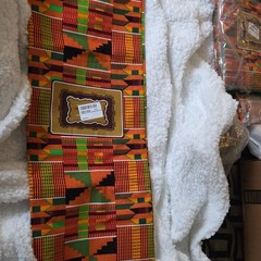 Newliten African Wax Print Fabric Multicolor Orange Green Geometric Pattern