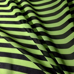 Neon Lime Green Black Striped Chiffon Fabric 58″ By The Yard Half Inch Stripe