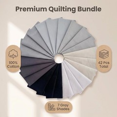 Gray Solid Cotton Fabric Charm Pack 5″ X 5″ Precut Quilt Squares, 42 Pcs (7 Shad