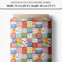 Patchwork Cupcake Fabric Panel Continuous Cotton Satin 6 Squares 9.8×9.8 Inch