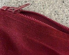 Vintage UltraSuede fabric handmade throw pillow zip case/burgundy, to repurpose