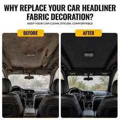 Headliner Fabric 108″ L x 60″ W Foam Backing for Car Truck RV SUV Boat Black