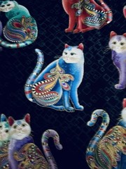 Large Scale Rainbow Cat i Tude II #7559M Ann Lauer Grizzly Gulch Benartex BTFQ