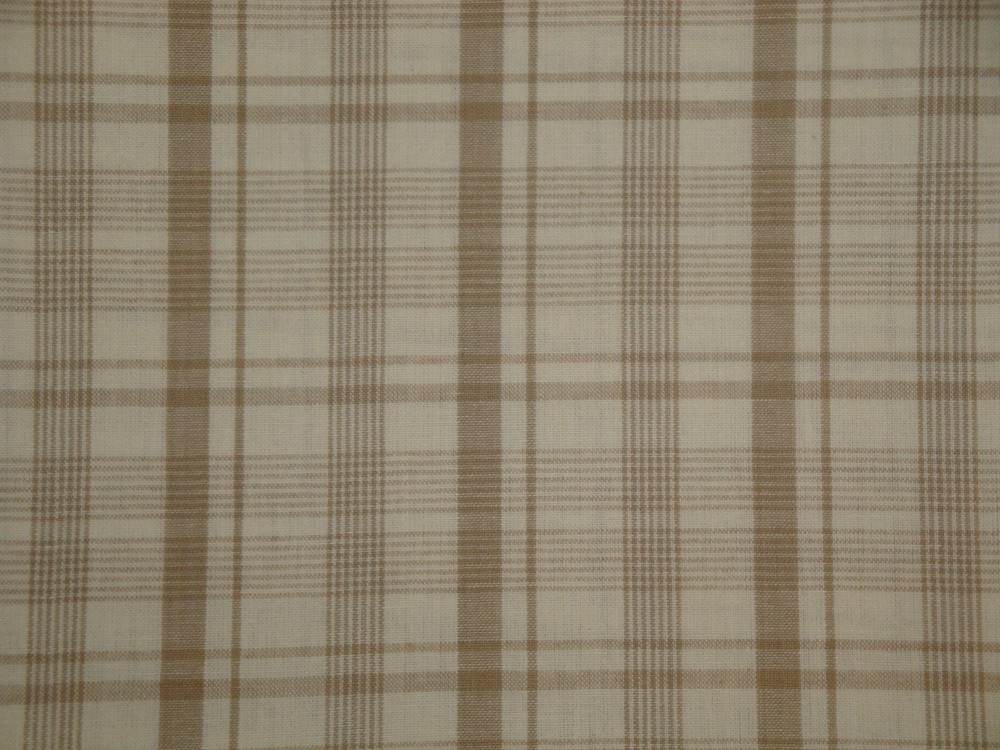 Cream & Wheat Large Bentley Plaid Cotton Homespun Quilt Home Decor Sewing Fabric