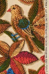 Vtg Mid Century Upholstery Fabric JCPenney Bird Floral Blue Batik Twill BTY NEW