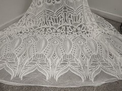White 4way stretch sequin Lace fabric 50” Width Sold By The Yard