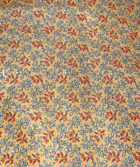 VTG 1930 Repro Ditzy Red & Green Florals on Gold /Mustard BTFE