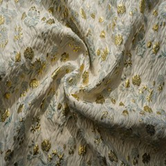 1M Jacquard Gold Embossed Bubble Cloth Fabric Soft Elegant Skirt Dress Material