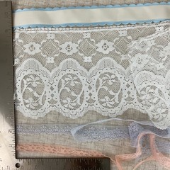 Romantic Pastel Slow Stitch Bundle with Vintage Fabrics, Trim, Buttons & Beads