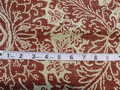 Lauren Ralph Lauren Deep Red & Cream-Tan Heavy Cotton Fabric Damask Print 5 Pcs