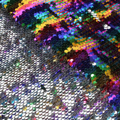 Flip Sequin Fabric by the Yard, 1 Yard, Rainbow + Silver | Flip Sequin, 0.2 Inch