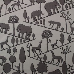 BRAEMORE JUNGLE WALK ELEPHANT GRAY HORSE ANIMAL BASKETWEAVE FABRIC BTY 54″W