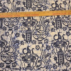 Vintage Blue White Batik Fabric Cotton 83″ x40″ Boho Coastal Tribal Tropical