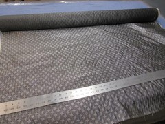 Vintage woven jacquard fabric in black and silver – 50″ wide geometric pinwheel