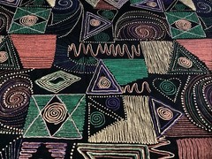 Retro 90’Geometric Abstract Artsy Polyester Slinky Stretchy Fabric 60”X57” Piece