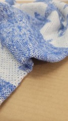 Blue Ivory Geometric Tweed Fabric by the Yard Aztec Tribal Style Fabric 150cm