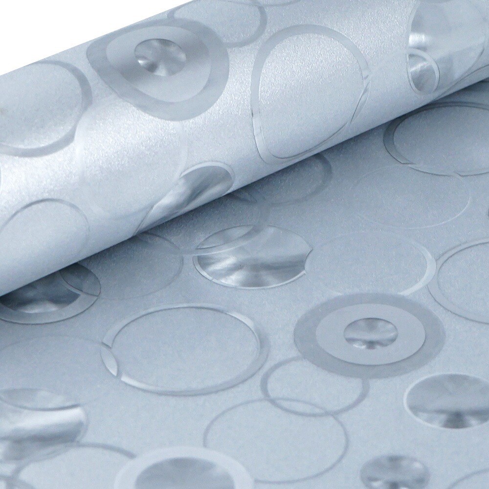 Holographic Embossed 3D Silver Circle Design Faux Leather