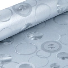 Holographic Embossed 3D Silver Circle Design Faux Leather