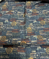 1 Yard Travel Stamp Fabric Windham Discover Passport Print Cotton Sewing Quilt