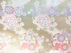 Japanese Kinran Brocade Fabric Sakura 4pcs Set 35×30cm Gold Traditional Kimono