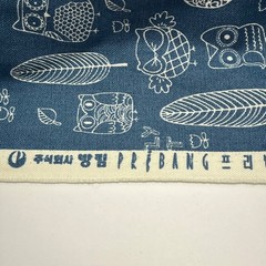 Owl Fabric Blue/White “Nightly Forest” Rudia Collection Ltd. Korea 44” x 36”