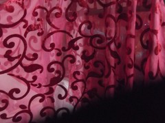 CRIMSON RED VELVET BURN OUT CHIFFON FABRIC REMNANT, 143 cm wide x 1.68 metres