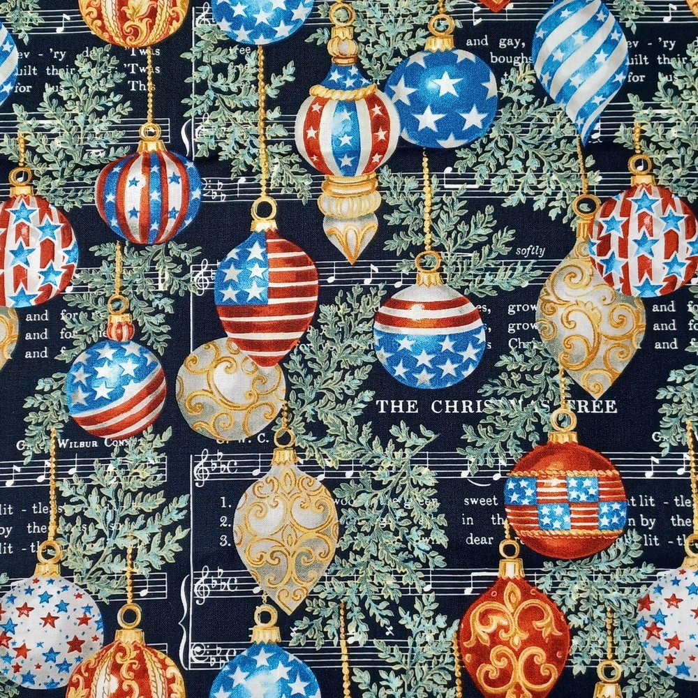 Patriotic Christmas Ornaments and Music Cotton Fabric 102″ x 43″ JoAnn Fabrics