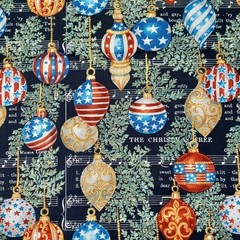 Patriotic Christmas Ornaments and Music Cotton Fabric 102″ x 43″ JoAnn Fabrics