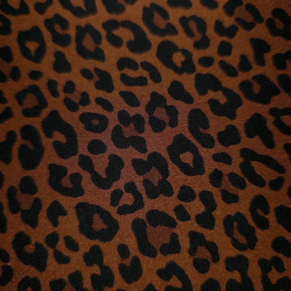 Copper Brown Black Cheetah Print Dull Satin Fabric58″ By The Yard Sewing Craft