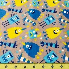 Monsters In Gray 34” X 42” Flannel fabric #1769a