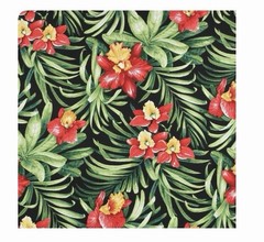 Berkshire Home Tropical Floral Fabric Black Red Green | Indoor Outdoor Cut 2 Yds