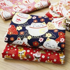 100*150cm DIY Japanese Kimono Cotton Fabric Retro Cloth Fortune Cat Dog Material