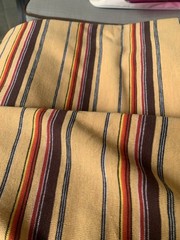1.75 Yards Gold Yellow Red Brown Stripe Jersey Knit Fabric Soft 47” X 63”