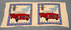 Pair of Vintage 65’ Ford Mustang Muscle Car Fabric Panel 15.5”