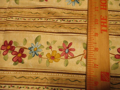 New Cotton Fabric Farmers Market Red Rooster Floral Stripes 32″