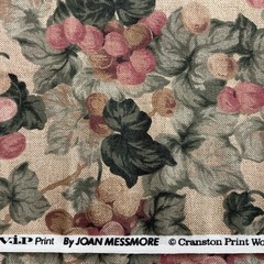 1 Yd x 44” Cotton Fabric by Cranston Pink Mauve Grapes on Green Vines
